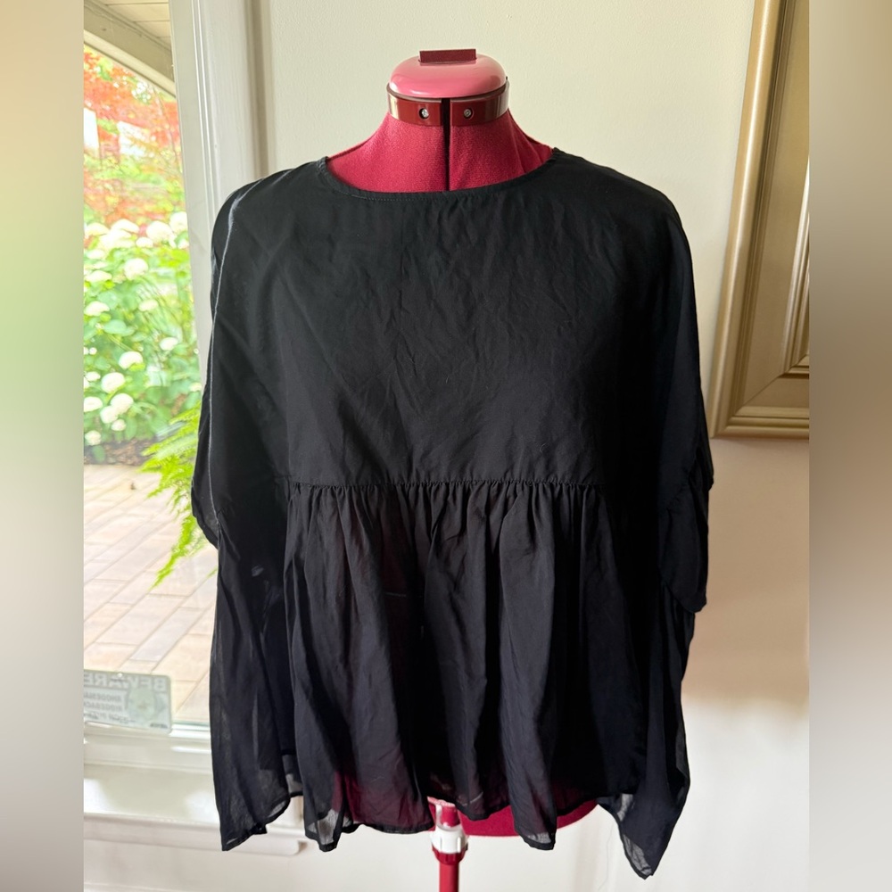 ALL SAINTS SHORT SLEEVE SILK BLEND BLOUSE